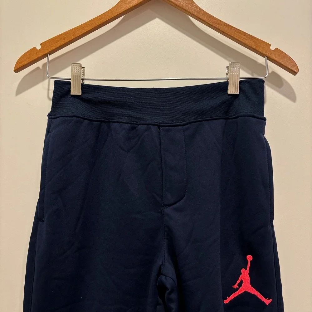 Nike Jordan Therma Fit Navy Blue Jogger Pants Boys Size L 12 13 Years Zip Ankles